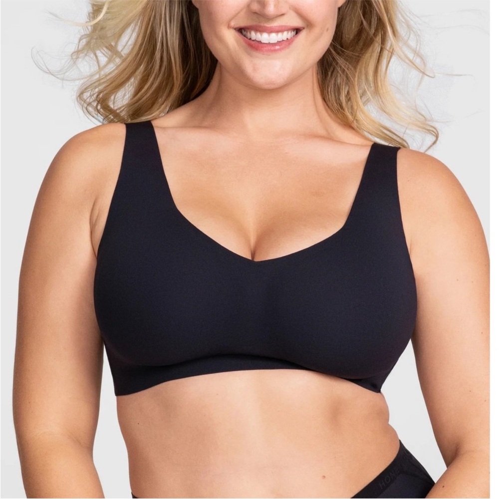 Honeylove Black V Neck Seamless Wireless Bra LWBR0101 Women Shapewear 1X